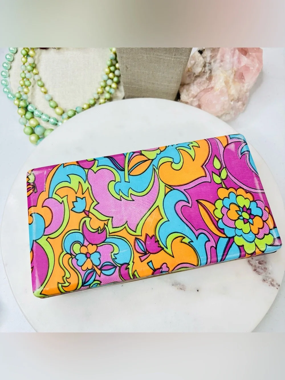 Vintage 1960s Groovy Mele Hippie Psychedelic Swirl Colors Jewelry Box